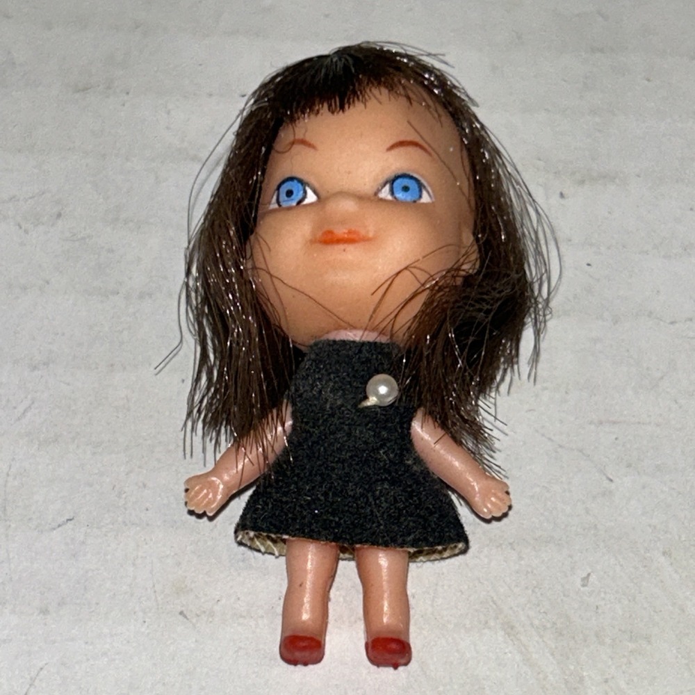 Vintage LIDDLE KIDDLE Mattel Doll w/ Black‎ Dress H2